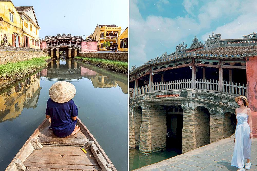 Take photos from different angles at Japanese Covered Bridge